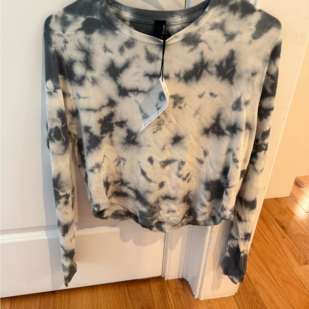 bobi Black and White Tie-Dye Long Sleeve Tee